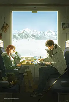 插画展示｜雪山与小蛋糕 - 小红书