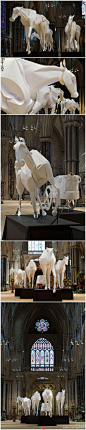 Majestic Paper Horses :: Installation by Richard Sweeney - horse and chariot sculpture installation made of paper inside the Lincoln Cathedral in Lincoln, England. (scheduled via http://www.tailwindapp.com?utm_source=pinterest&utm_medium=twpin&utm