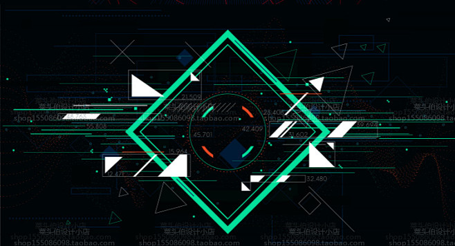超赞9款科技感几何点线面组合科幻背景海报...