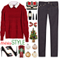 A fashion look from December 2014 featuring red sweater, skinny jeans and high heel pumps. Browse and shop related looks.