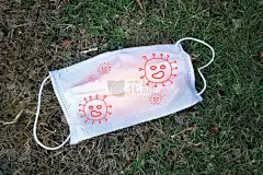 垃圾,日冕形病毒,面罩,水滴,陆地,18岁到19岁,室内地面,插画,健康保健,药