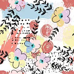 无缝图案与花。创作普遍的艺术背景。花卡。时尚平面设计的横幅，海报，封面，邀请，海报，小册子，标题