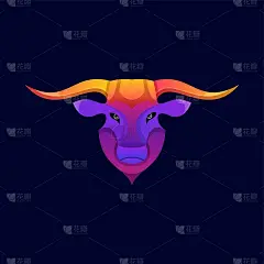 矢量标志插图公牛头梯度彩色风格。