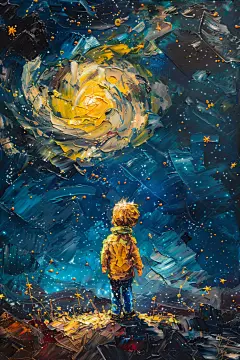 六一儿童节小王子油画风插画