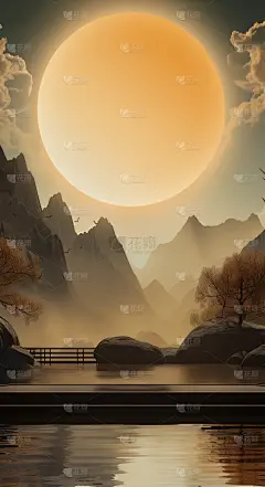 中秋节月亮虚拟自然中式背景