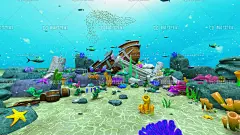 海底世界沉船废墟海草珊瑚游鱼动画-CG模型网（cgmodel)-专注CG模型