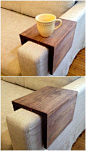 Wood Couch Arm Shelf: What an awesome idea!! I would have never thought to do this. #scrapwood #diy