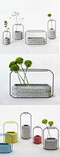 Modern Cement Vases make for interesting centerpiece ideas: