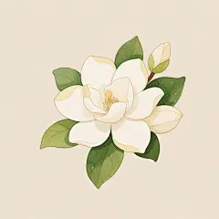 卡通水彩手绘栀子花素材高清模板免费下载-趣麦麦图