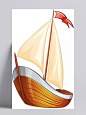 卡通帆船|卡通,手绘,装饰,png,元素,交通工具,船,帆船