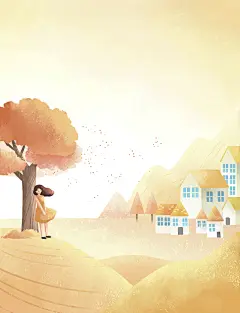 节日思念秋天浪漫彩色手绘清新人物插画图片下载-优图网