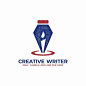 logo标志设计Creative writer logo. Pen and candle logo design can be used as symbols, brand identity, company logo, icons, or others. Color and text can be changed according to your need. - Vector