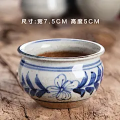 【小洱】手绘陶瓷小花盆青花瓷复古花盆粗陶花盆景德镇创意中国风-淘宝网