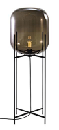 Floor lamp - Oda Big by Sebastian Herkner for pulpo - Materials & colors : smoky grey glass & black powder coated steel