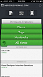 Evernote iPhone custom navigation screenshot
