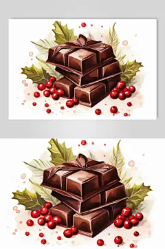 AI数字艺术巧克力水果插画