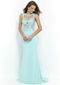 Sexy Aqua Long Keyhole Back Blush Prom 9939 Lace Illusion Jersey Gown