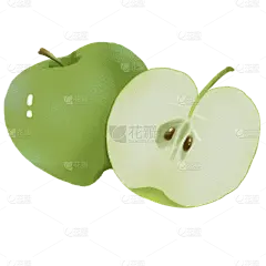 手绘肌理风水果主题插画-青苹果