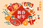 墨印纹理中式新春贺卡设计模板素材_ID:408815113-Veer图库
