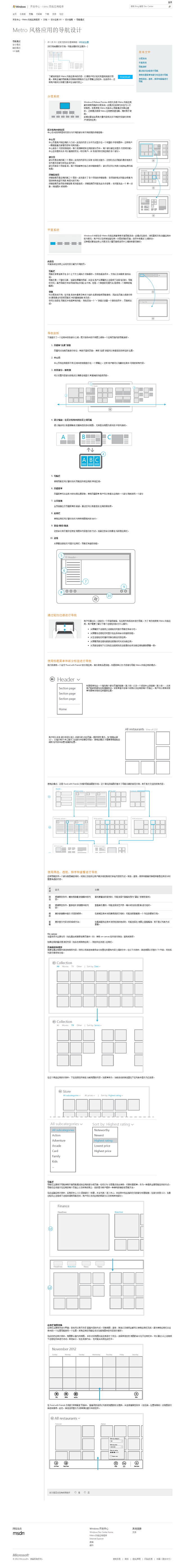 Metro 风格应用的导航设计