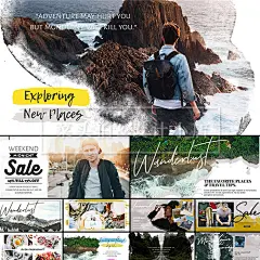 20款INS时尚旅游风景人物网页BANNER海报PSD平面UI电商h5设计素材-淘宝网