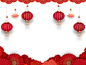 红色喜庆古风新年元旦新年花灯笼新年边框元素PNG素材