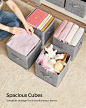 Amazon.com - SONGMICS Storage Cubes, 11-Inch Non-Woven Fabric Bins with Double Handles, Set of 6, Closet Organizers for Shelves, Foldable, for Clothes, Cattail Gray UROB26LG