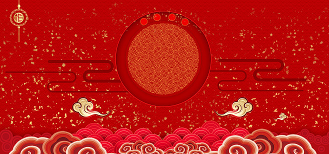 中国红色新年西喜庆背景素材图