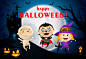 Happy halloween lettering with castle, moon and kids in costumes Free Vector
