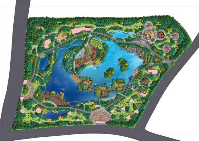 平面图psd儿童公园游乐设施滨水儿童乐园景观规划总彩平图ps素材淘宝