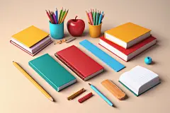 笔袋校园学习工具元素插画
