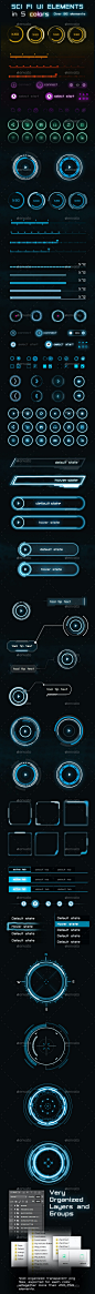 85个以上的Sci-Fi游戏UI元素包，由anchor_point_heshan | 图形河