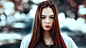 People 2048x1152 Andrey Metelkov face women portrait 500px straight hair long hair red lipstick necklace depth of field