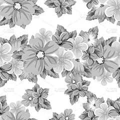 抽象无缝黑白图案的花。适合设计贺卡、请柬、生日问候、情人节、婚礼、聚会、庆典。
