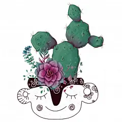 仙人掌多肉盆栽手绘插画矢量图素材