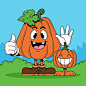 Hand drawn pumpkin cartoon illustration