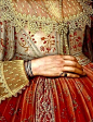 【古典大师的写实油画作品欣赏】 
 ——   Portrait of a Woman in Red (detail), by Marcus Gheeraerts the Younger (Flemish / English, 1562–1635)