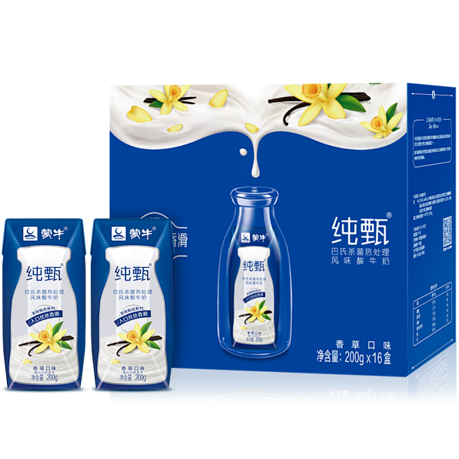 蒙牛旗舰店 纯甄风味酸牛奶香草口味200g*16盒 新老包装随机发货-tmall.com天猫
