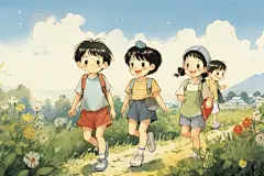 学生放暑假漫画风夏季插画