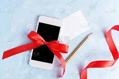 贺卡,蝴蝶结,空的,节日,文字,铅笔,红色,手机,平铺,上装