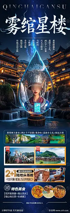 贵州旅游海报_源文件下载_PSD格式_900X2742像素-夏令营,国庆,十一,五一,江南,水乡,研学,亲子,小七孔,梵净山,苗族,海报,旅游,贵州-作品编号:2025042210006040-志设-zs9.com