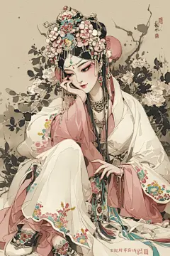 京剧旦角人物插画形象