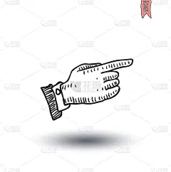 手指指向，手绘矢量图。