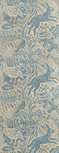 Harvest Hare Wallpaper Excellent lino print wallpaper with Mark Hearld rabbit and bird design in lead blue.