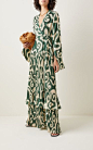 Illusional Mola Printed Crepe Maxi Dress 