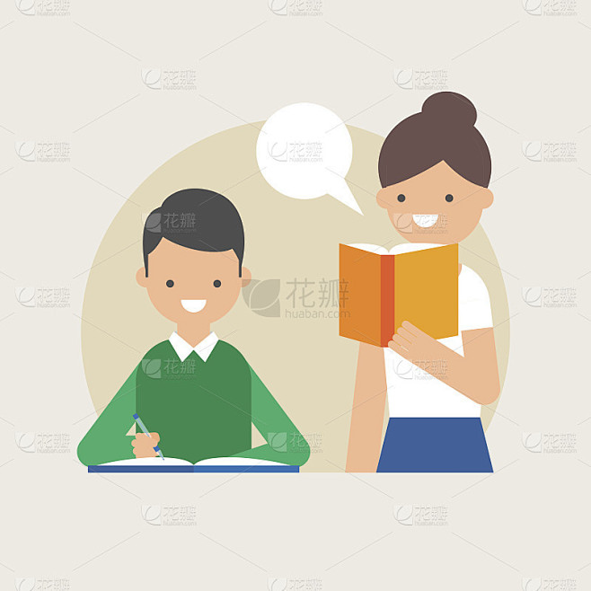 教师教学生的矢量插图
