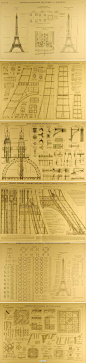 1889年，埃菲尔铁塔设计图纸。设计者：古斯塔夫·艾菲尔，是建筑师、土木工程师，他最早大胆使用钢材和混凝 土，使土木建筑从“土”和“木”中解脱出来……