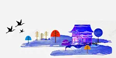 卡通手绘插画日式房屋 设计图片 免费下载 页面网页 平面电商 创意素材