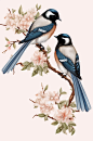 AI数字艺术中国风梅花喜鹊水墨画插画-众图网