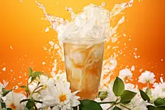 凉爽舒心的奶茶牛奶饮品摄影图片